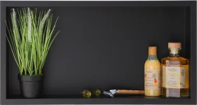 Zdjęcie produktu dla Nowoczesna Czarna Półka Ścienna WALL-BOX ONE 60x30cm, Wodoszczelna ze Stali Nierdzewnej i Powłoką Teflonową od BALNEO