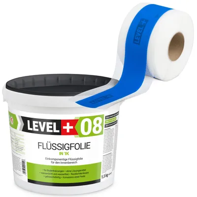 Immagine prodotto di Kit di impermeabilizzazione Pellicola liquida 5,5 kg Nastro di tenuta 10mb LEVEL+ SET298