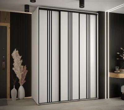 Obrázok produktu pre Šatníková skriňa YVONA 6 - 170/60 cm, biela / čierna