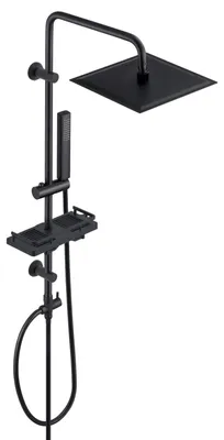 Image de Système de douche pluie - Inox - 20 x 20 cm - Noir - Sans mitigeur