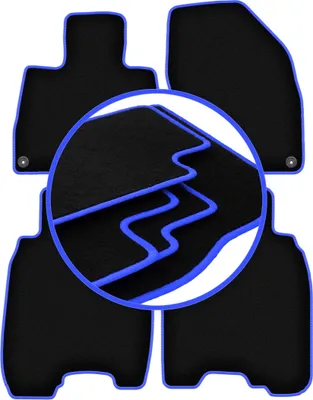 Obrázok produktu pre Autokoberce velúrové pre: Honda Civic VIII (UFO) (2006-2012)  čierne s modrým obšitím