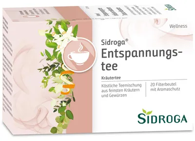 Zdjęcie produktu dla Sidroga Entspannungstee, Herbata ziołowa, 35 g, Anyż, Kardamon, Cynamon, Imbir, Honeybush, Cytryna, Pomarańczowy, Werbena, 1,75 g, 20 szt.