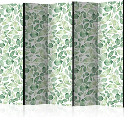Produktbild von Akusticher Raumteiler Blätter Foto Paravent 225x172 cm beidseitig auf Vlies-Leinwand bedruckt Akustikschaum Trennwand Spanische Wand Sichtschutz Home Office Natur Botanik Abstrakt b-C-0249-z-c