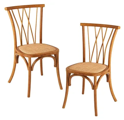 Image de SIGNATURE - Lot de 2 chaises en chêne assise rotin ADELE