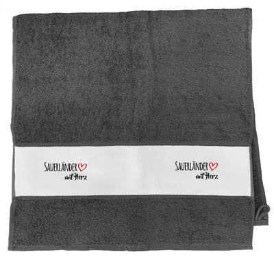 Produktbild von Huuraa Handtuch Sauerländer mit Herz 50x100cm Graphite Baumwolle Handtuch Geschenkidee