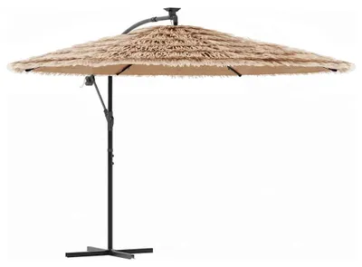 Image de vidaXL Parasol avec LED et mât en acier brun 290x290x238 cm