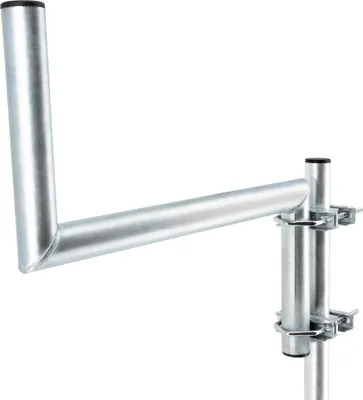 Produktbild von PremiumX Z-Ausleger 50cm Ø 42mm Stahl mit Schellen Antennen-Mast Ausleger Z-Form Halterung für Satellitenschüssel SAT-Spiegel