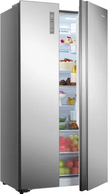 Produktbild von Hisense RS677N4AFC Side-by-Side Kühl-Gefrierkombination, Electronic Touch Control, 519 Liter, 334 Liter Kühlen, 185 Liter Gefrieren, silber