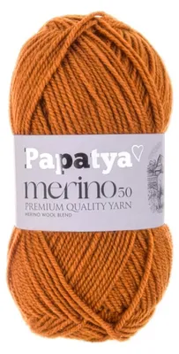 Papatya Merino50 Winterwolle 100g Strickgarn 50% Wolle Oeko-Tex Häkelgarn Kupferbraun