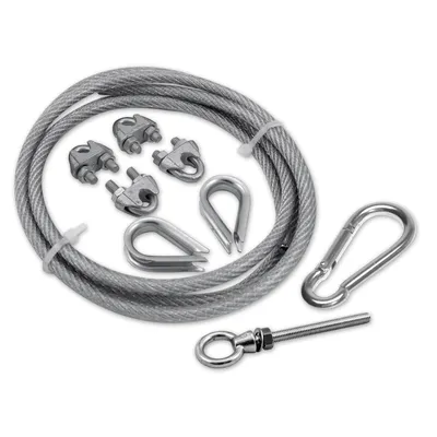Produktbild von sunprotect 83483 Montageset Nr. 8, Abspannset 2,5 m inkl. Zubehör für Sonnensegel-Stahlmast, verzinkter Stahl, verzinkt, 9-teilig (1 Set)