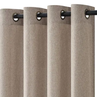 Produktbild von Topfinel Gardine wohnzimmer modern mit ösen leinenoptik boho leinen schlafzimmer (2 St),Dunkel-Leinen 140x245 Ösen, halbtransparent, vorhänge Filterung Lichtdurchlässig