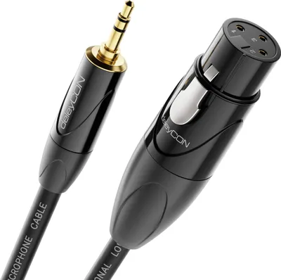 Produktbild von deleyCON 2m XLR auf 3,5mm Klinke Stereo - Mikrofonkabel Audio Adapter Kabel AUX - Studio Qualität - aus reinem OFC Kupfer (AWG24) XLR Buchse auf Klinke 3,5mm Stecker - Metallverriegelung