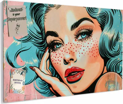 Produktbild von Magnettafel 60x40cm magnetisch & beschreibbar Metall-Board - Pop Art Porträt