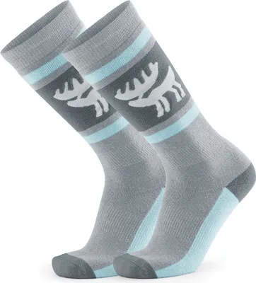 Produktbild von Qunature 1 Paar Skisocken Kinder Wintersocken Ski Kniestrümpfe mit Wolle, Grau, S