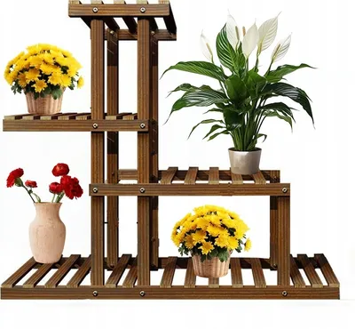 Produktbild von Blumenständer aus Holz Blumenständer Blumentopf Ständer Blumentisch für Garten Balkon Rebiko