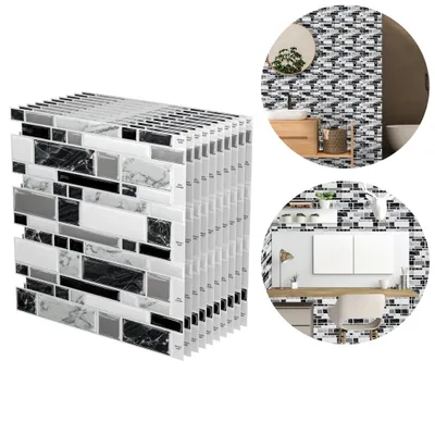 Obrázok produktu pre LZQ 10 kusov 3D samolepiek na obkladačky 30 × 30 cm, fólia na obkladačky do kúpeľne, samolepiace obkladačky do kuchyne, samolepiace obkladačky na stenu, samolepiace obkladačky z PVC (štýl 9)