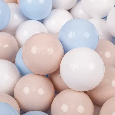 Produktbild von KiddyMoon 300 bälle/7cm kinder bälle spielbälle für bällebad baby einfarbige plastikbälle  eu, pastellbeige/pastellblau/weiß
