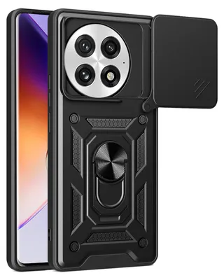 Productafbeelding van MobyDefend Hoesje - Geschikt voor OnePlus 13  -  Pantsercase Met Draaibare Ring - Zwart