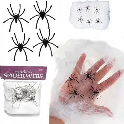 Obrázok produktu pre Umelá pavučina - Biela - Dekorácia do bytu - Halloweenska dekorácia - Pavučina s pavúkmi