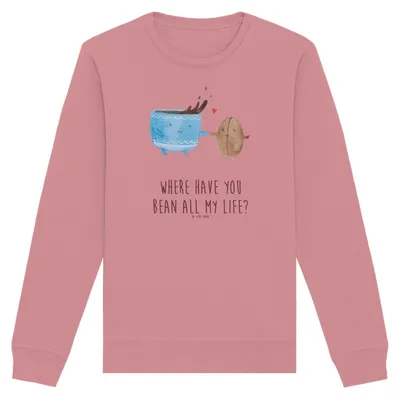 Produktbild von Mr. & Mrs. Panda Baumwoll Pullover Kaffee Bohne Größe L - Canyon Pink - Geschenk, Genuss, Bio-Pullover, Sweatshirt, Zufriedenheit, Glück, Lustige Sprüche, Sweater, Pulli