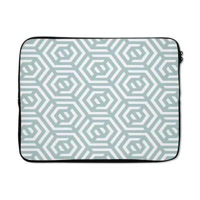 Produktbild von MuchoWow® Laptop Hülle 17 Zoll Laptoptasche Muster - Abstrakt - Grün - Geometrie - Zipper - Schutzabdeckung