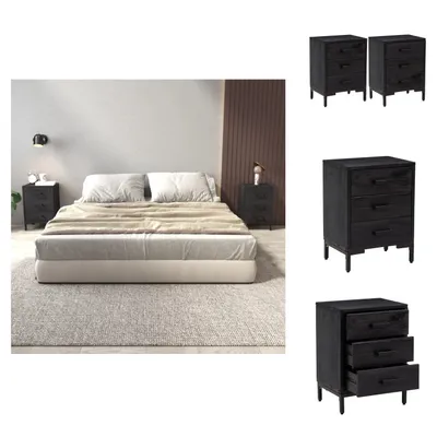 Zdjęcie produktu dla vidaXL Szafki nocne 2 szt. czarne 40x30x55 cm lite drewno sosnowe - Szafki nocne