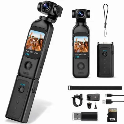 Produktbild von TOSBARRFT Vlog Kamera 1080P, kompakte Videokamera mit 32-GB-Karte