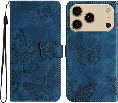 Produktbild von iPhone 17 Pro Hülle - Coverup Schmetterlinge Klapphülle - Blau