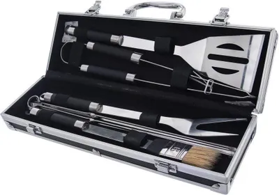 Produktbild von Orion Grillset Grillzange Grillspachtel Fleischgabel Grillbürste Doppelspieße