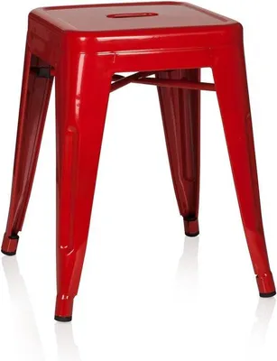 Productafbeelding van Famanu Hocker, rood, met een industrieel design - stapelbaar, laag