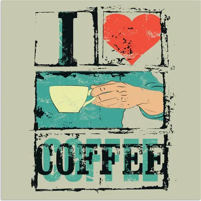 Produktbild von MuchoWow® Poster Kaffee - Zitate - Vintage - Ich liebe Kaffee - Sprichwörter 50x50 cm - Wohnzimmerdekoration