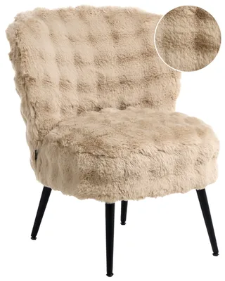 Obrázok produktu pre BELIANI kreslo, béžová/čierna farba, Umelá kožušina, bez podrúk. Elegantný dizajn, moderný štýl, vhodný do obývačky alebo spálne, retro vzhľad