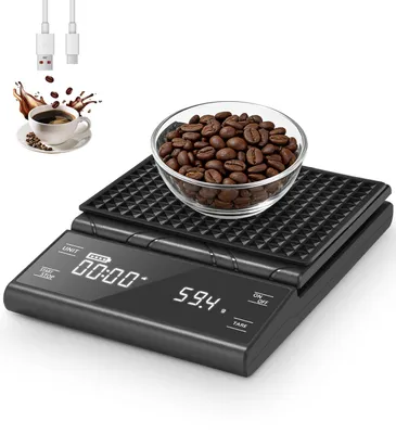Kaffeewaage digital 5 kg/0,1 g mit Timer, 4 Modi, USB-C
