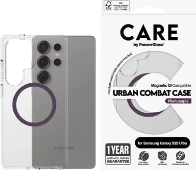 Immagine prodotto di Etui Care By Panzerglass Flagship Urban Combat Purple Qi Do Samsung Galaxy S25 Ultra - Przezroczysty