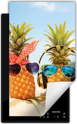 Produktbild von DarHaus Herdabdeckplatte 1 teilig 30x52 cm Anti Rutsch Matte Aufrollbar, Ananas - Strand