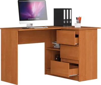 Image de Bureau d'angle en huile avec 3 tiroirs et design moderne B16 CLP