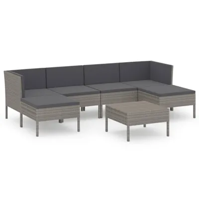 Obrázek produktu pro vidaXL 7dílná zahradní lehátková souprava s polštáři Poly Rattan Grey