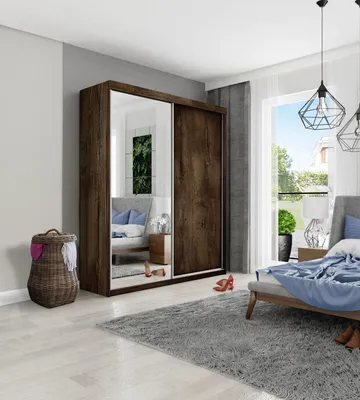 Obrázek produktu pro KIER FURNITURE Víceúčelová skříň s posuvnými dveřmi TOP B-23 - tmavý jasan 150x200x62 cm
