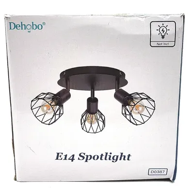 Immagine prodotto di Dehobo Faretto da soffitto orientabile a 350°, lampada da soffitto E14 a 3 luci, nero (24,49)