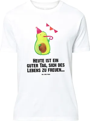 Produktbild von Mr. & Mrs. Panda Größe XL T-Shirt Avocado Party - Weiß - Geschenk, Genießen, Happy Birthday, Tshirt, Shirt, Avocados, mit Spruch, Geburtstag