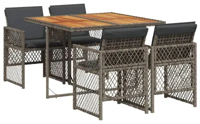 Immagine prodotto di vidaXL Set da pranzo da giardino in 5 pezzi con cuscini in rattan grigio