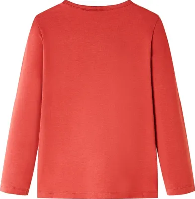 Image de vidaXL T-shirt manches longues enfant rouge foncé 116