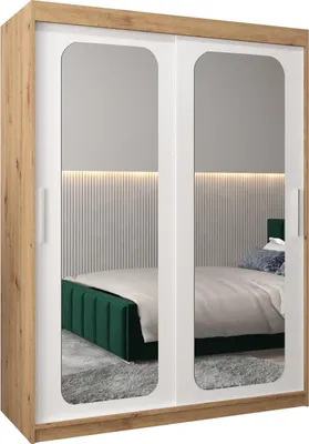 Produktbild von MEBLE KRYSPOL Promo 3150 Schlafzimmerschrank zwei Schiebetüren - Artisan + Mattweiß