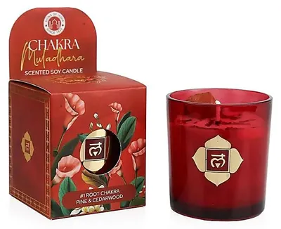 Obrázok produktu pre Vonná sójová sviečka Muladhara Chakra Borovica & cédrové drevo -- balenie 2 ks - 130 g