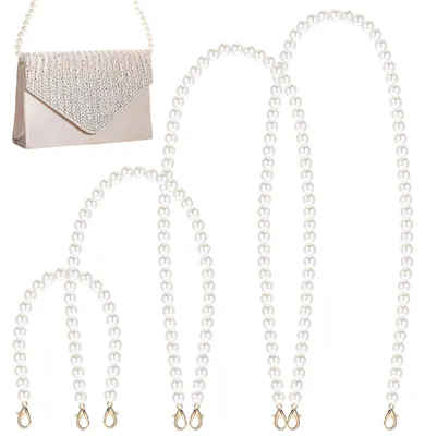 Perlenkette für Taschen, 4er-Set, 30-120 cm, weiß, Karabiner