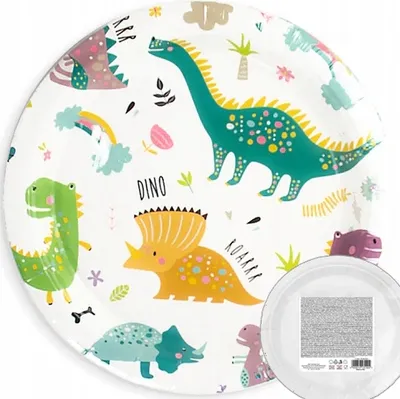 Produktbild von Talerzyki na imprezę Urodzinową Dinozaury Dino 7cali 6szt Jednorazowe