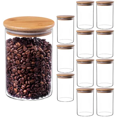 Produktbild von KADAX Glasbehälter mit Bambusdeckel, 1040ml, Set 12 Stck.
