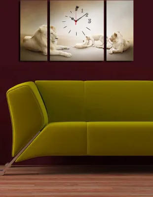 Produktbild von Opviq, 3P204045CS- CLA3638, Bunt, Wanduhren, 84 x 45 cm, 100% Wildleder -Leinwand