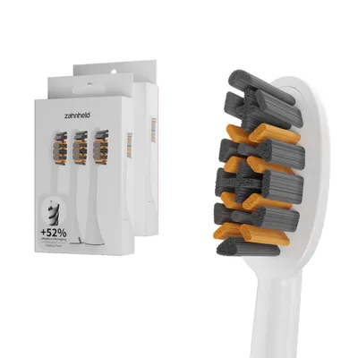 Produktbild von Zahnheld Bürstenkopf Wechselköpfe Pro X-Clean weiß, 6 Stück - mittelharte Ersatzbürsten für Schallzahnbürste Gero, Aufsätze für Schallzahnbürste