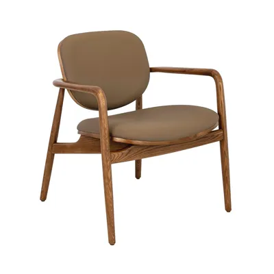 Immagine prodotto di Poltrona in ecopelle marrone e legno di noce 4118